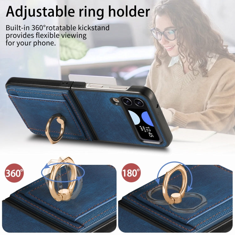 For Samsung Galaxy Z Flip4 Retro Skin-feel Ring Multi-card Wallet Phone Case