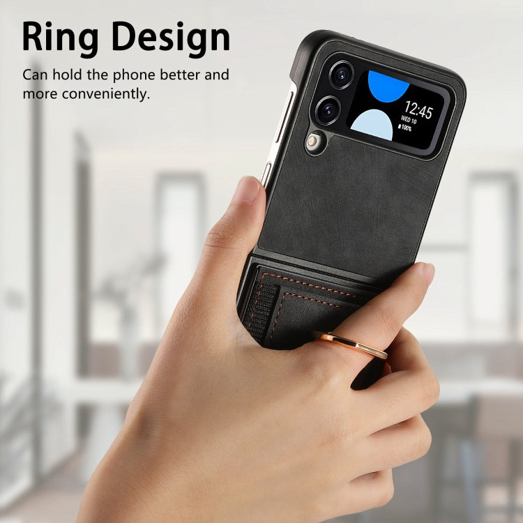 For Samsung Galaxy Z Flip4 Retro Skin-feel Ring Multi-card Wallet Phone Case