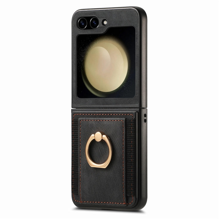 For Samsung Galaxy Z Flip6 / Flip7 FE Retro Skin-feel Ring Card Bag Phone Case