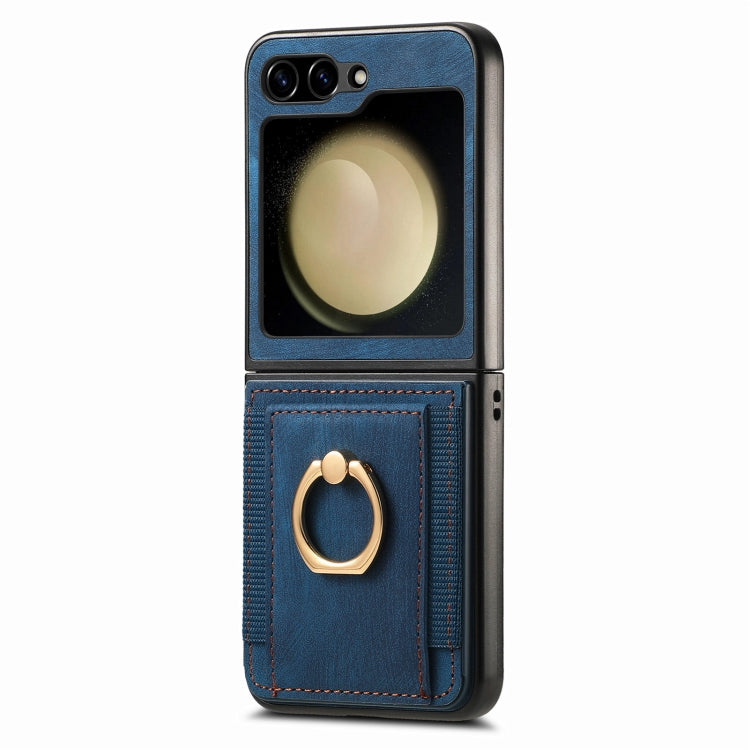 For Samsung Galaxy Z Flip6 / Flip7 FE Retro Skin-feel Ring Card Bag Phone Case