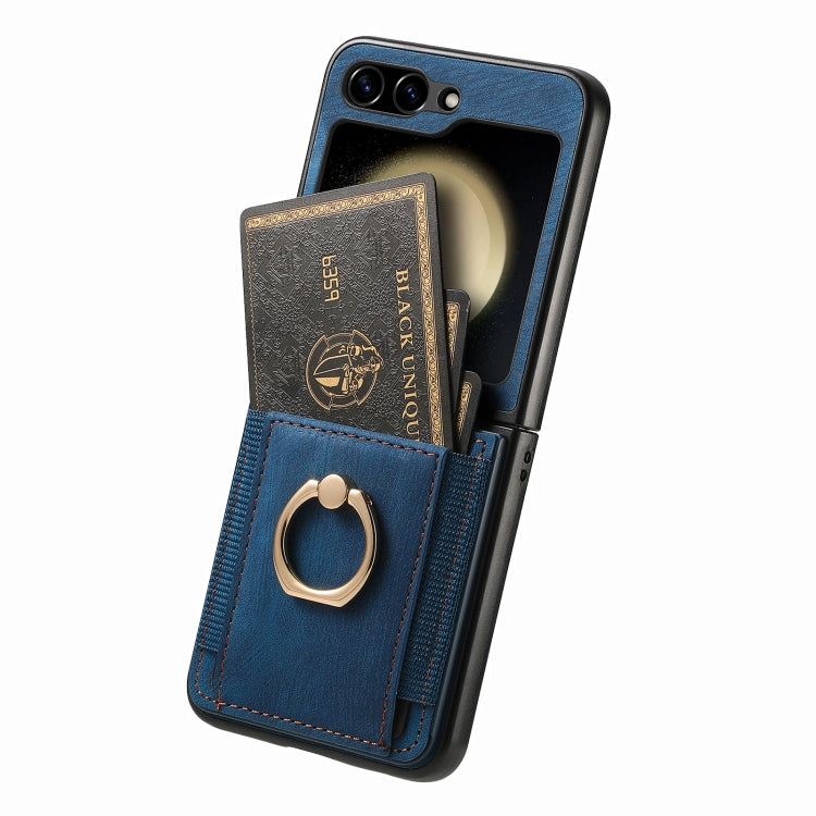 For Samsung Galaxy Z Flip6 / Flip7 FE Retro Skin-feel Ring Card Bag Phone Case