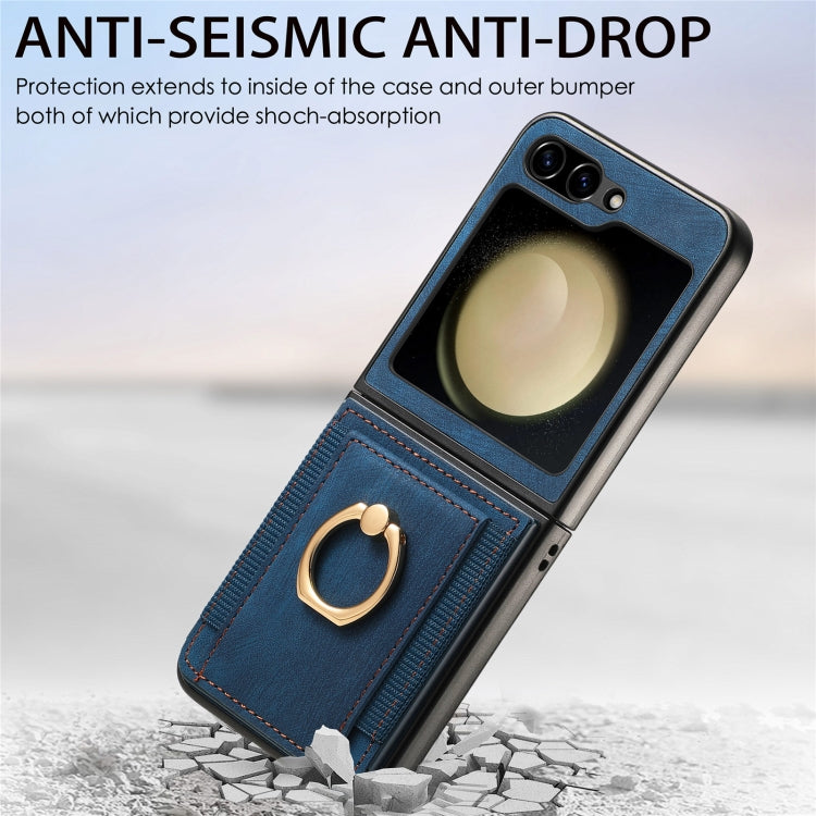 For Galaxy Z Flip6 Retro Skin-feel Ring Card Bag Phone Case