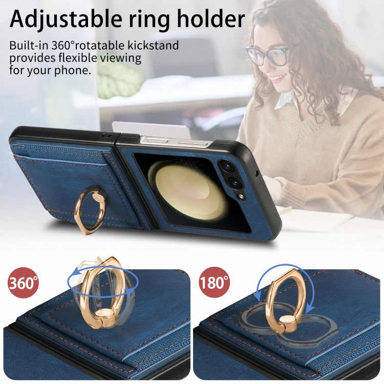 For Samsung Galaxy Z Flip6 / Flip7 FE Retro Skin-feel Ring Card Bag Phone Case