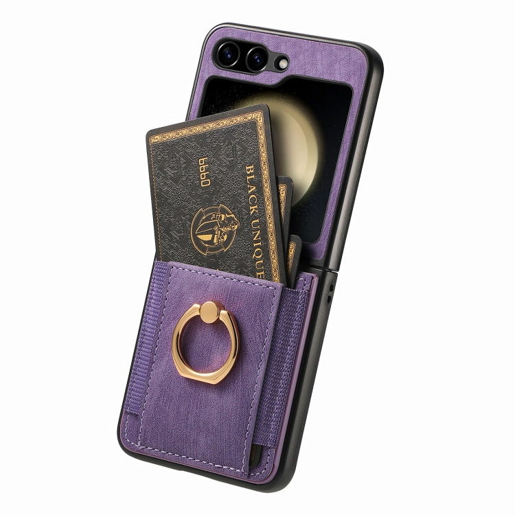 For Samsung Galaxy Z Flip6 / Flip7 FE Retro Skin-feel Ring Card Bag Phone Case