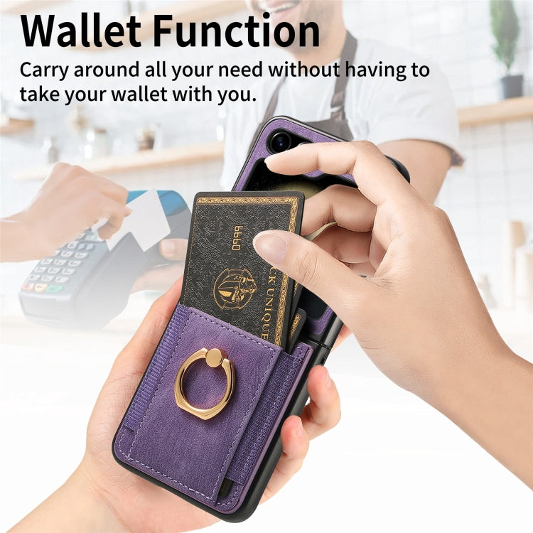 For Galaxy Z Flip6 Retro Skin-feel Ring Card Bag Phone Case