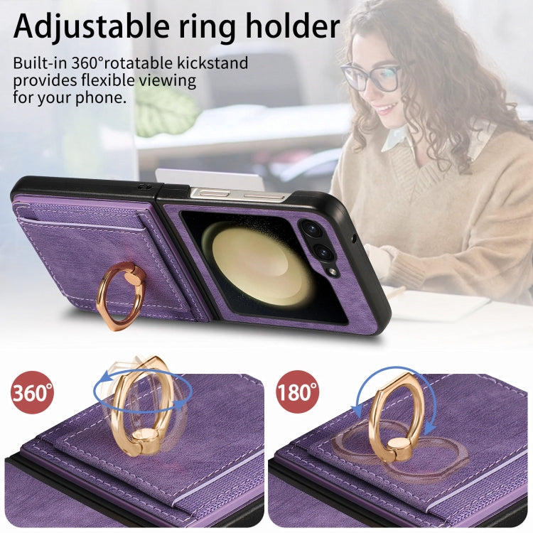 For Galaxy Z Flip6 Retro Skin-feel Ring Card Bag Phone Case