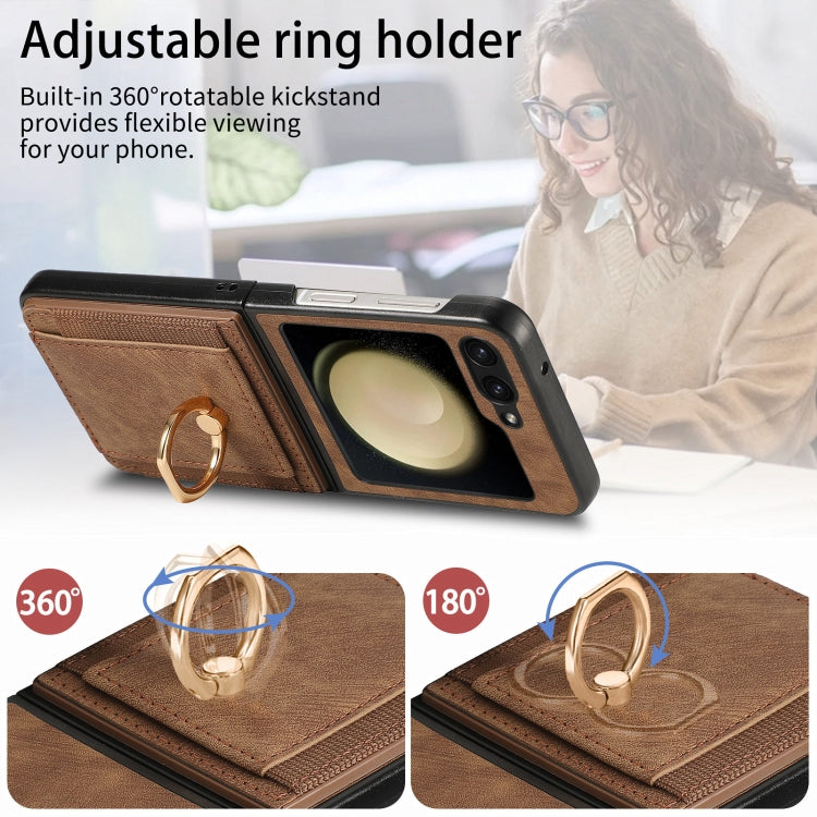For Samsung Galaxy Z Flip6 / Flip7 FE Retro Skin-feel Ring Card Bag Phone Case
