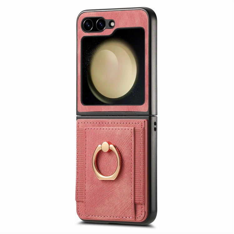 For Samsung Galaxy Z Flip6 / Flip7 FE Retro Skin-feel Ring Card Bag Phone Case
