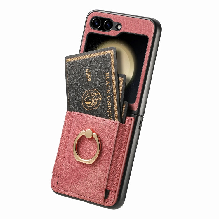 For Galaxy Z Flip6 Retro Skin-feel Ring Card Bag Phone Case