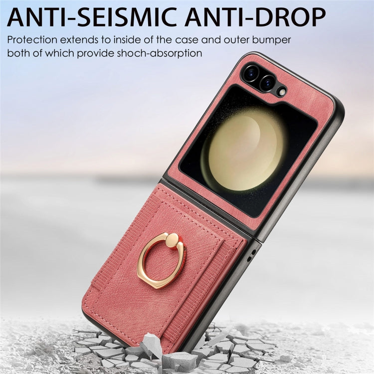 For Samsung Galaxy Z Flip6 / Flip7 FE Retro Skin-feel Ring Card Bag Phone Case
