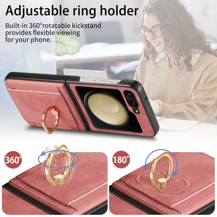 For Samsung Galaxy Z Flip6 / Flip7 FE Retro Skin-feel Ring Card Bag Phone Case