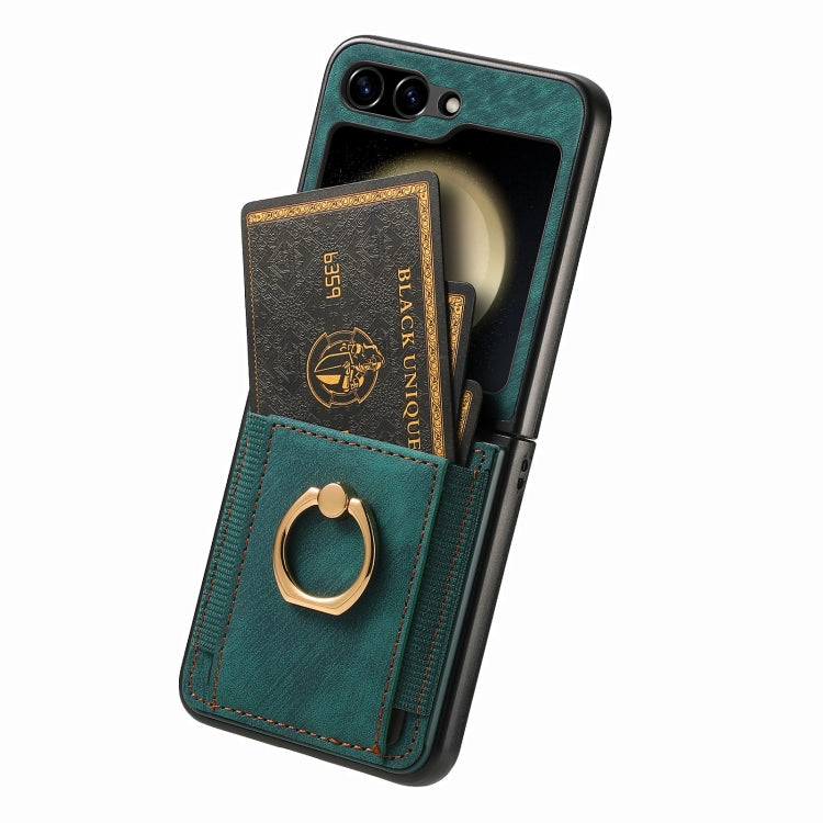 For Galaxy Z Flip6 Retro Skin-feel Ring Card Bag Phone Case