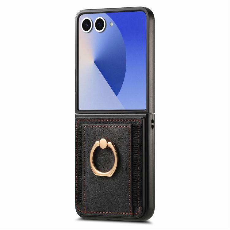 For Galaxy Z Flip7 5G Retro Skin-feel Ring Card Bag Phone Case