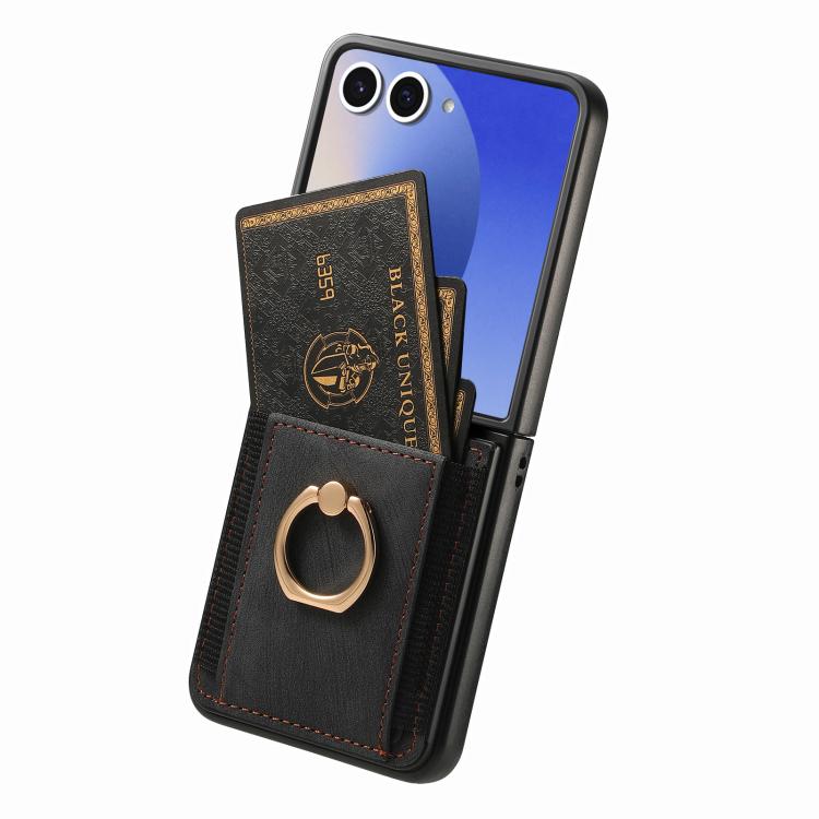For Galaxy Z Flip7 5G Retro Skin-feel Ring Card Bag Phone Case