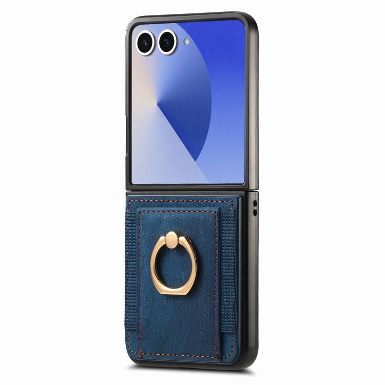 For Galaxy Z Flip7 5G Retro Skin-feel Ring Card Bag Phone Case
