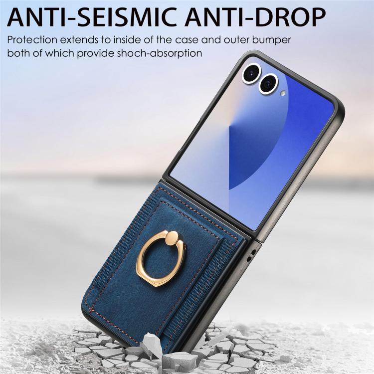 For Galaxy Z Flip7 5G Retro Skin-feel Ring Card Bag Phone Case