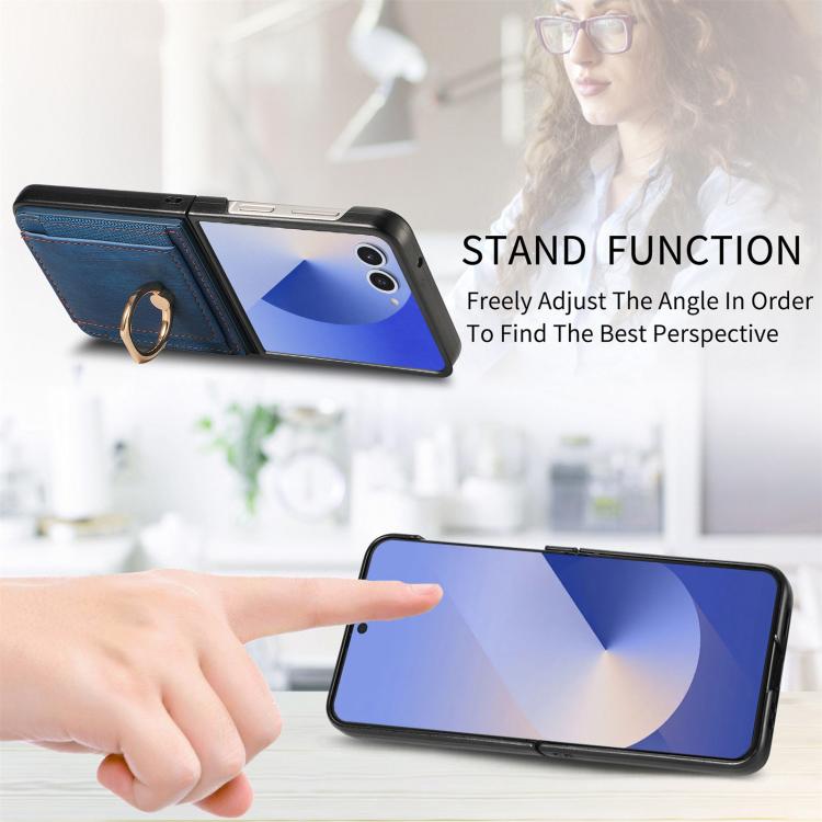 For Galaxy Z Flip7 5G Retro Skin-feel Ring Card Bag Phone Case