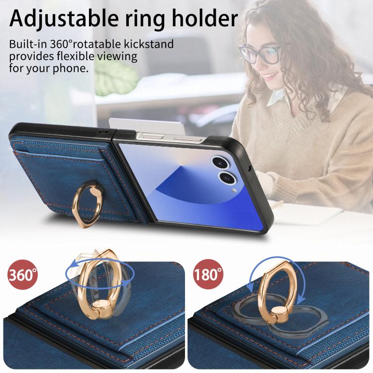 For Galaxy Z Flip7 5G Retro Skin-feel Ring Card Bag Phone Case