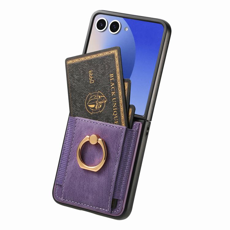 For Galaxy Z Flip7 5G Retro Skin-feel Ring Card Bag Phone Case