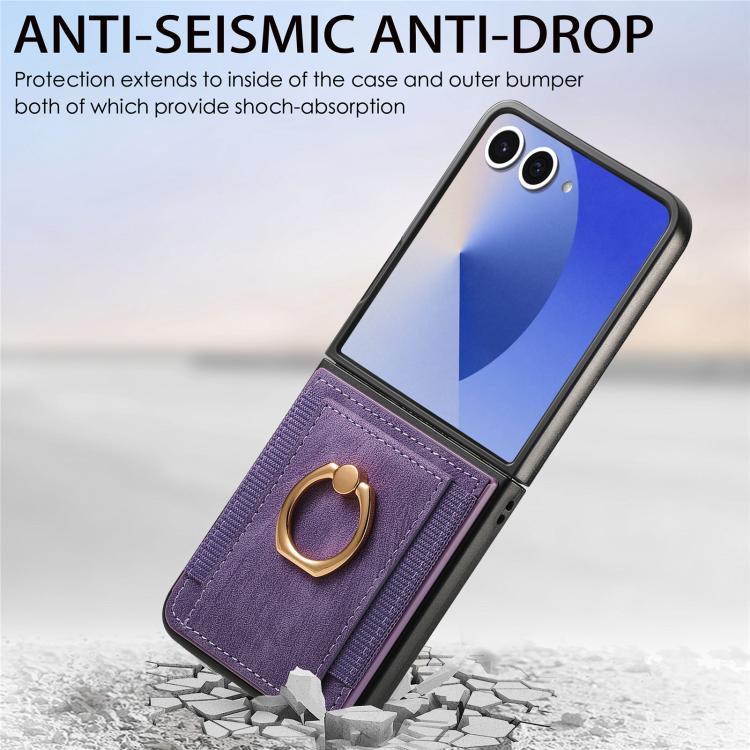 For Galaxy Z Flip7 5G Retro Skin-feel Ring Card Bag Phone Case