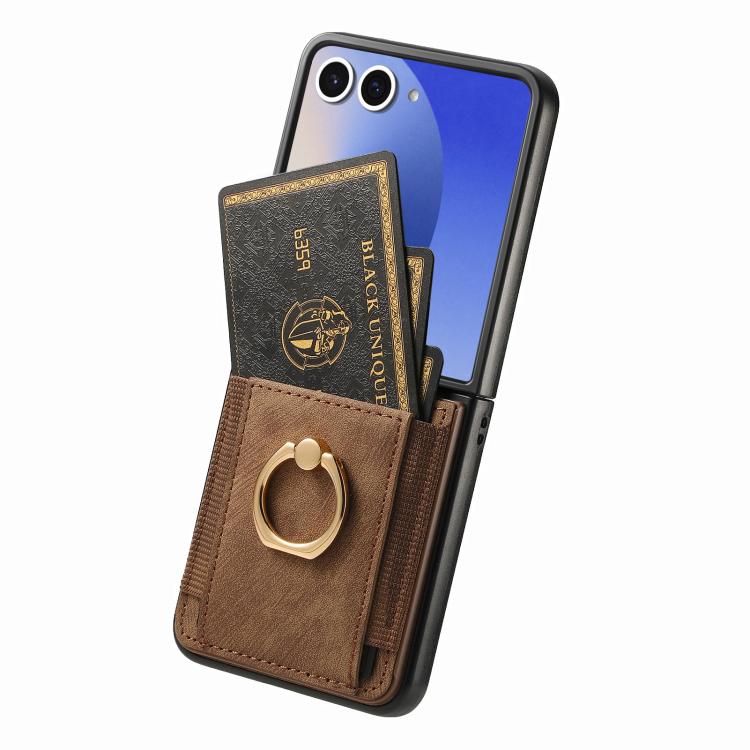 For Galaxy Z Flip7 5G Retro Skin-feel Ring Card Bag Phone Case