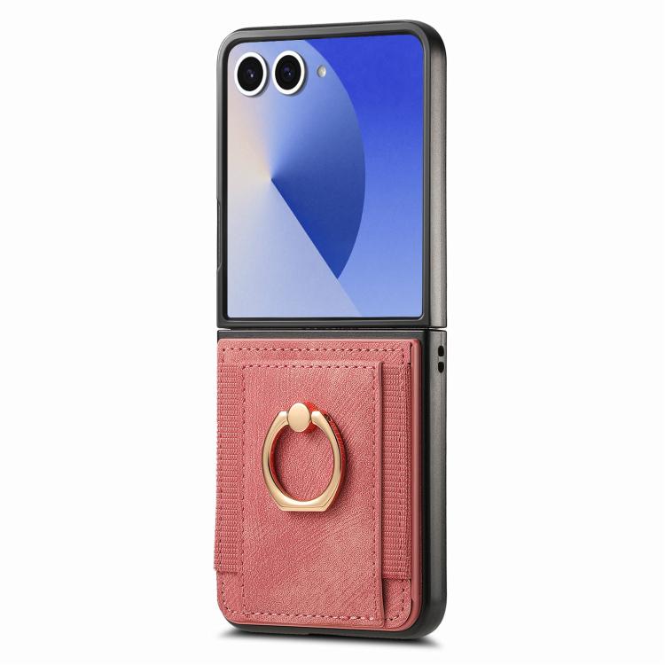 For Galaxy Z Flip7 5G Retro Skin-feel Ring Card Bag Phone Case