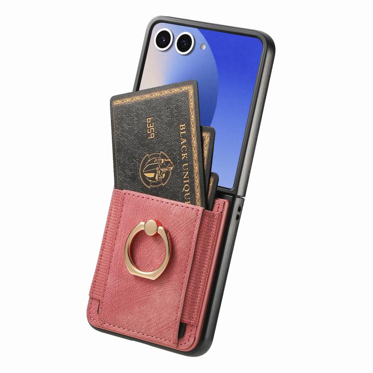 For Galaxy Z Flip7 5G Retro Skin-feel Ring Card Bag Phone Case