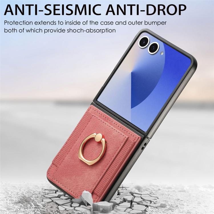 For Galaxy Z Flip7 5G Retro Skin-feel Ring Card Bag Phone Case