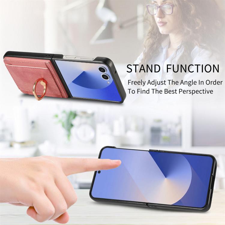 For Galaxy Z Flip7 5G Retro Skin-feel Ring Card Bag Phone Case