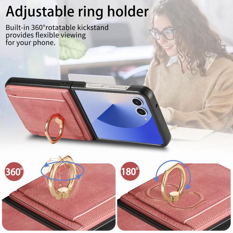 For Galaxy Z Flip7 5G Retro Skin-feel Ring Card Bag Phone Case
