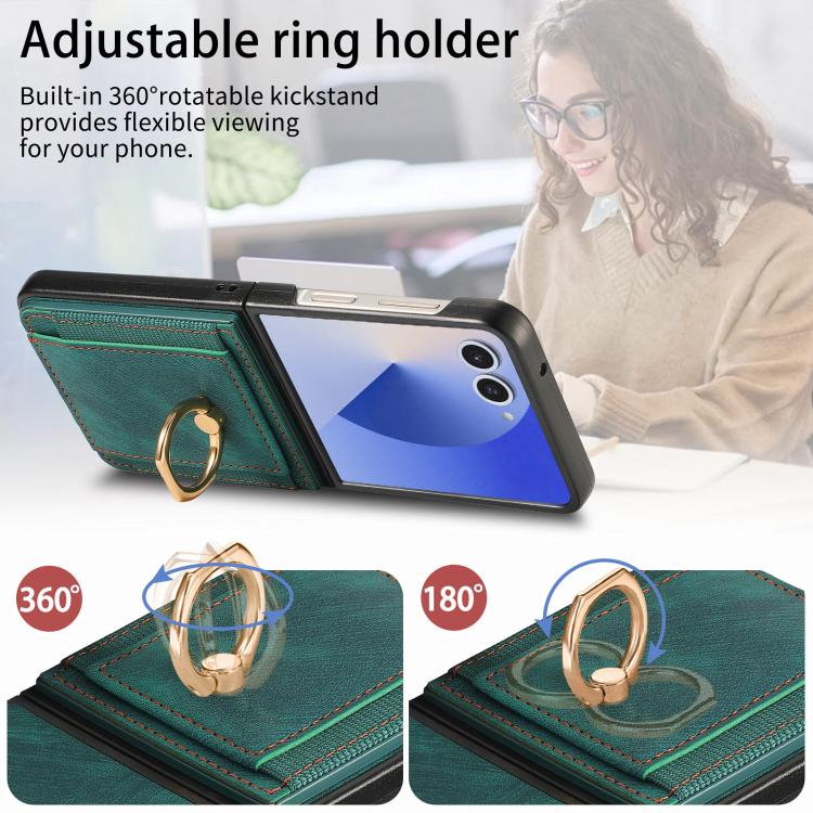 For Galaxy Z Flip7 5G Retro Skin-feel Ring Card Bag Phone Case