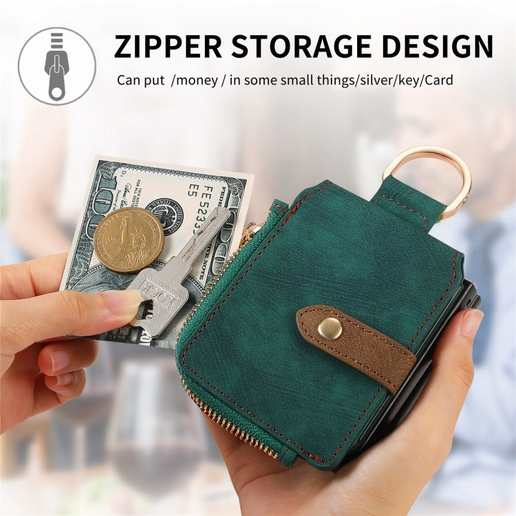 For Samsung Galaxy Z Flip6 / Flip7 FE Retro Ring Vertical Zipper Wallet Phone Case