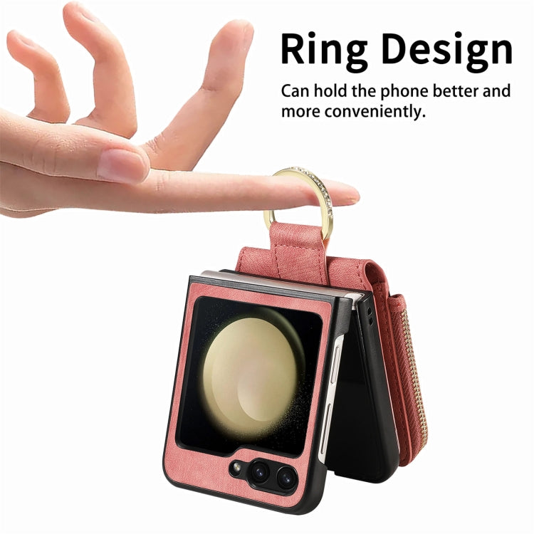 For Samsung Galaxy Z Flip6 / Flip7 FE Retro Ring Vertical Zipper Wallet Phone Case