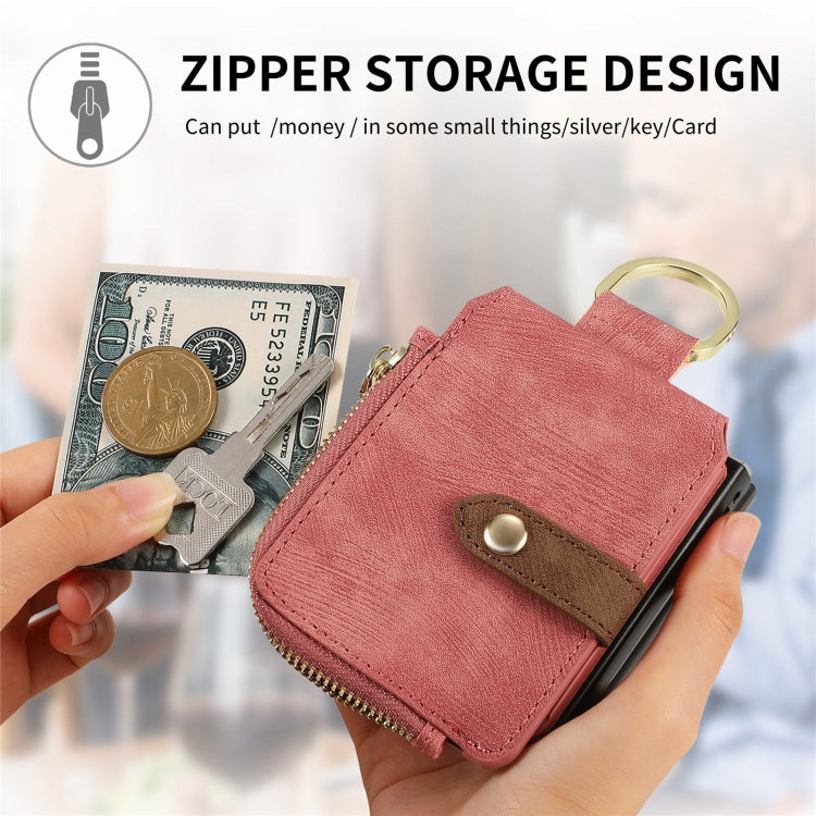 For Samsung Galaxy Z Flip6 / Flip7 FE Retro Ring Vertical Zipper Wallet Phone Case