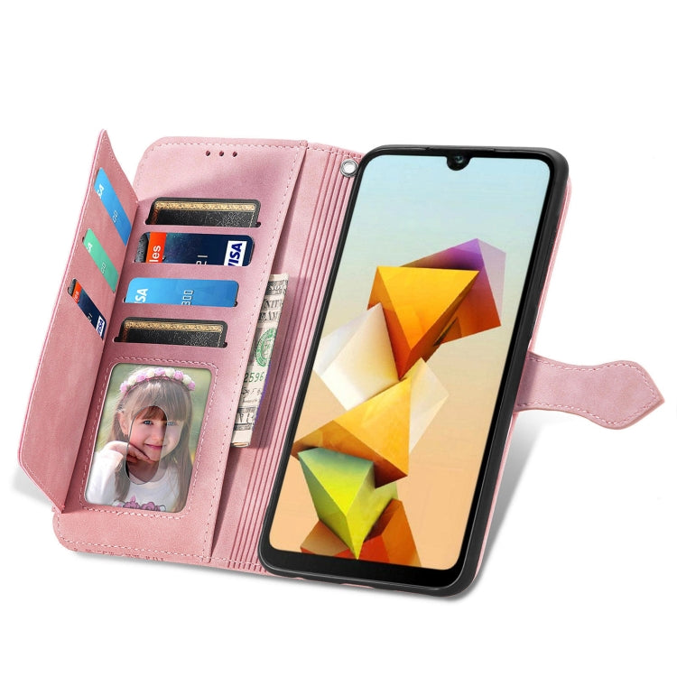 For ZTE Blade A33S Embossed Flower Zipper Leather Phone Case