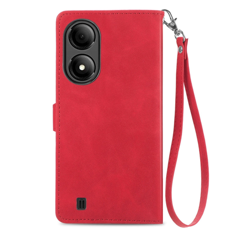 For ZTE Blade A33S Embossed Flower Zipper Leather Phone Case