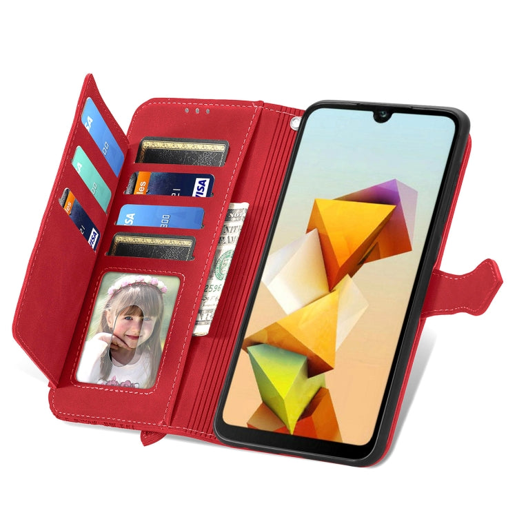 For ZTE Blade A33S Embossed Flower Zipper Leather Phone Case