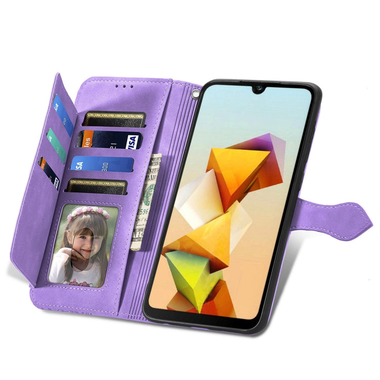 For ZTE Blade A33S Embossed Flower Zipper Leather Phone Case