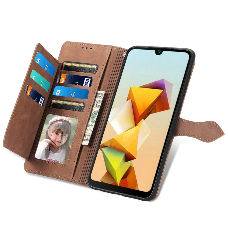 For ZTE Blade A33S Embossed Flower Zipper Leather Phone Case