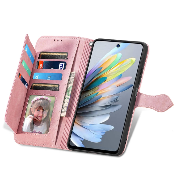 For ZTE Blade A75 4G Embossed Flower Zipper Leather Phone Case
