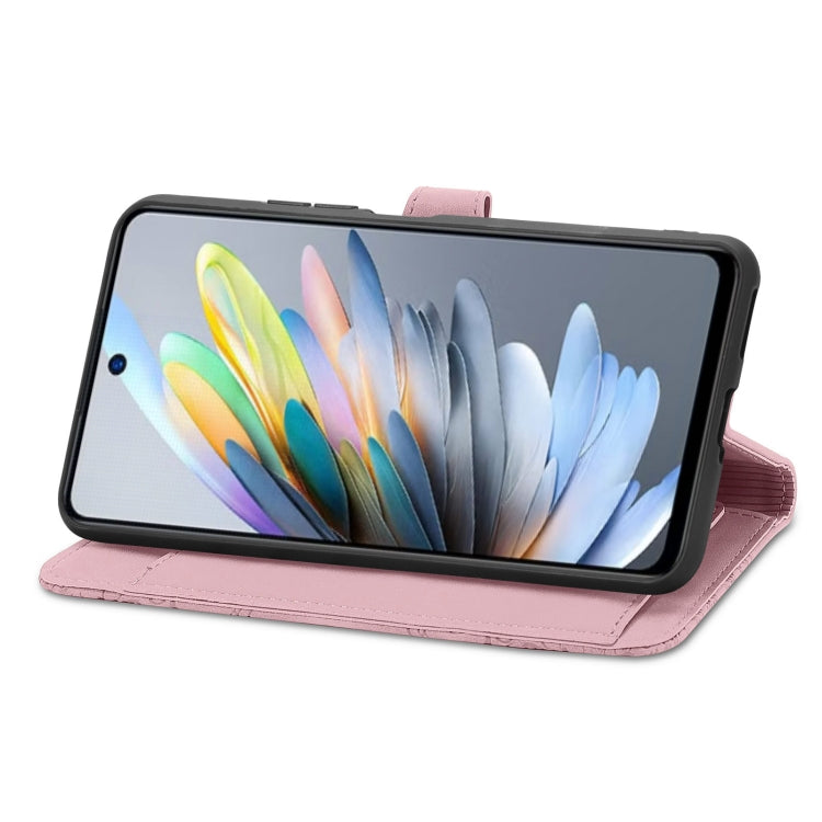 For ZTE Blade A75 4G Embossed Flower Zipper Leather Phone Case