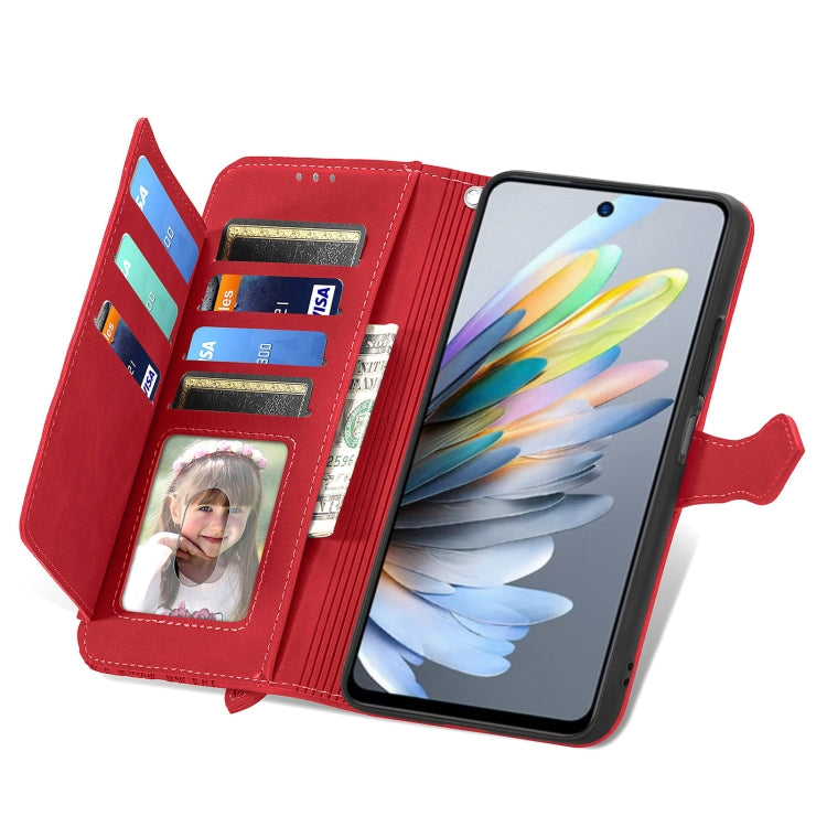 For ZTE Blade A75 4G Embossed Flower Zipper Leather Phone Case
