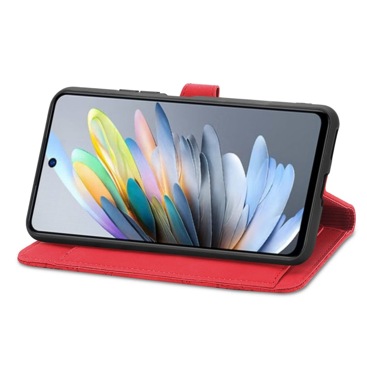 For ZTE Blade A75 4G Embossed Flower Zipper Leather Phone Case