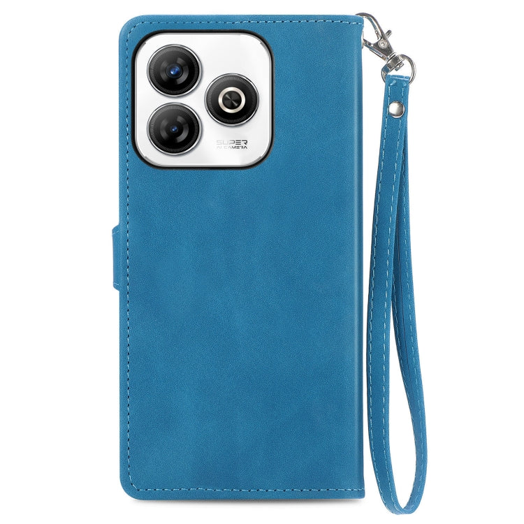 For ZTE Blade A75 4G Embossed Flower Zipper Leather Phone Case