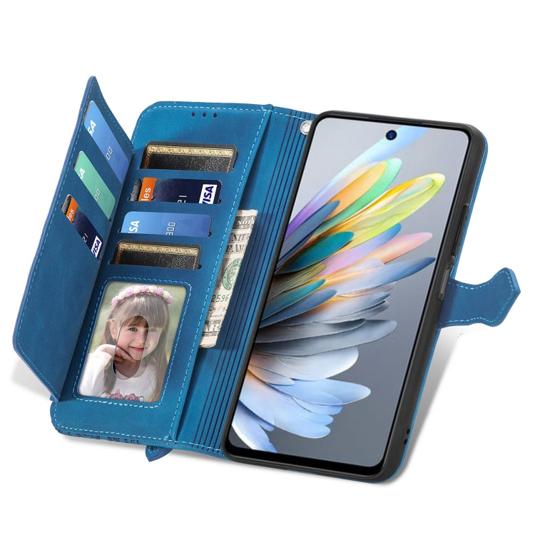 For ZTE Blade A75 4G Embossed Flower Zipper Leather Phone Case