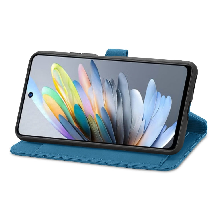 For ZTE Blade A75 4G Embossed Flower Zipper Leather Phone Case