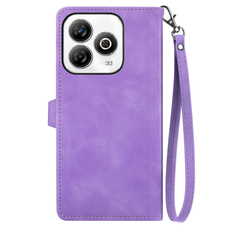 For ZTE Blade A75 4G Embossed Flower Zipper Leather Phone Case