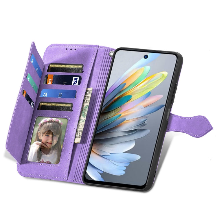 For ZTE Blade A75 4G Embossed Flower Zipper Leather Phone Case