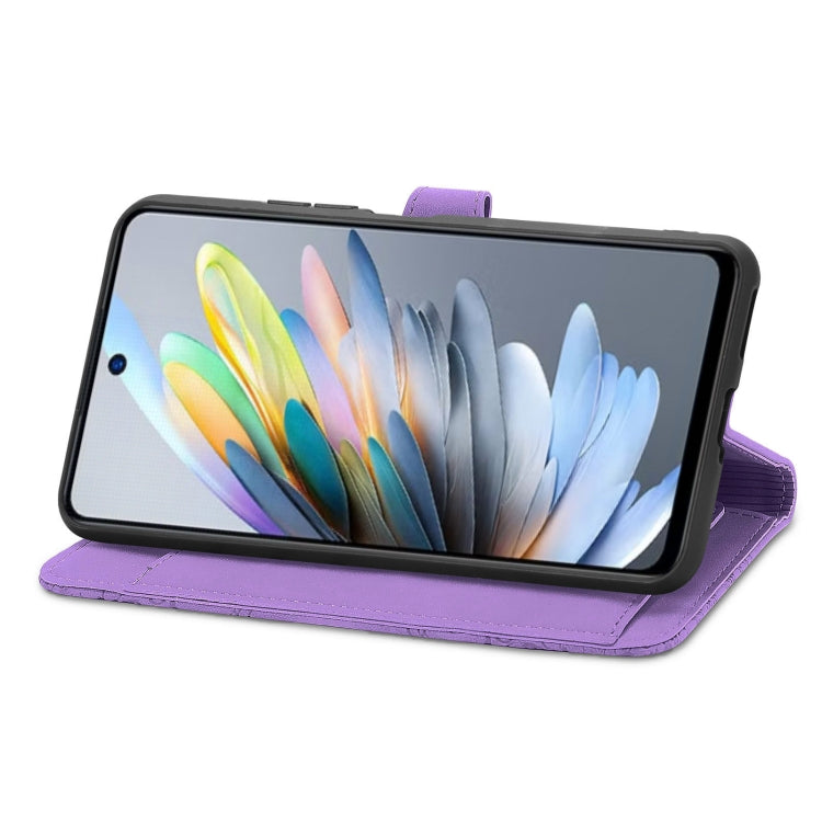 For ZTE Blade A75 4G Embossed Flower Zipper Leather Phone Case