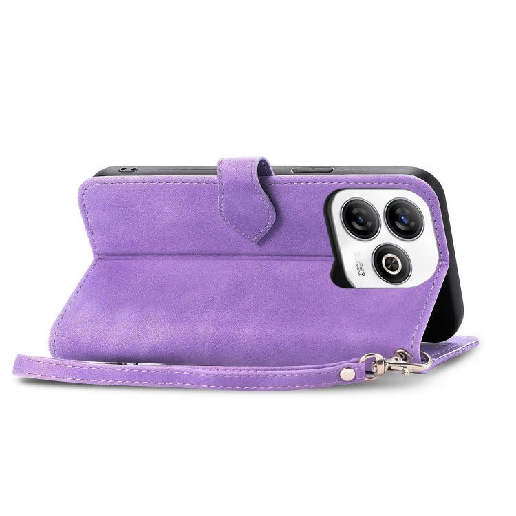 For ZTE Blade A75 4G Embossed Flower Zipper Leather Phone Case